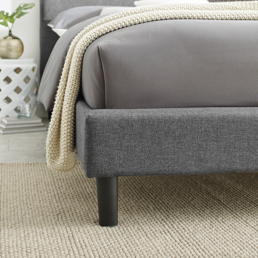 Gray Tufted Upholstered King Bed Frame-6