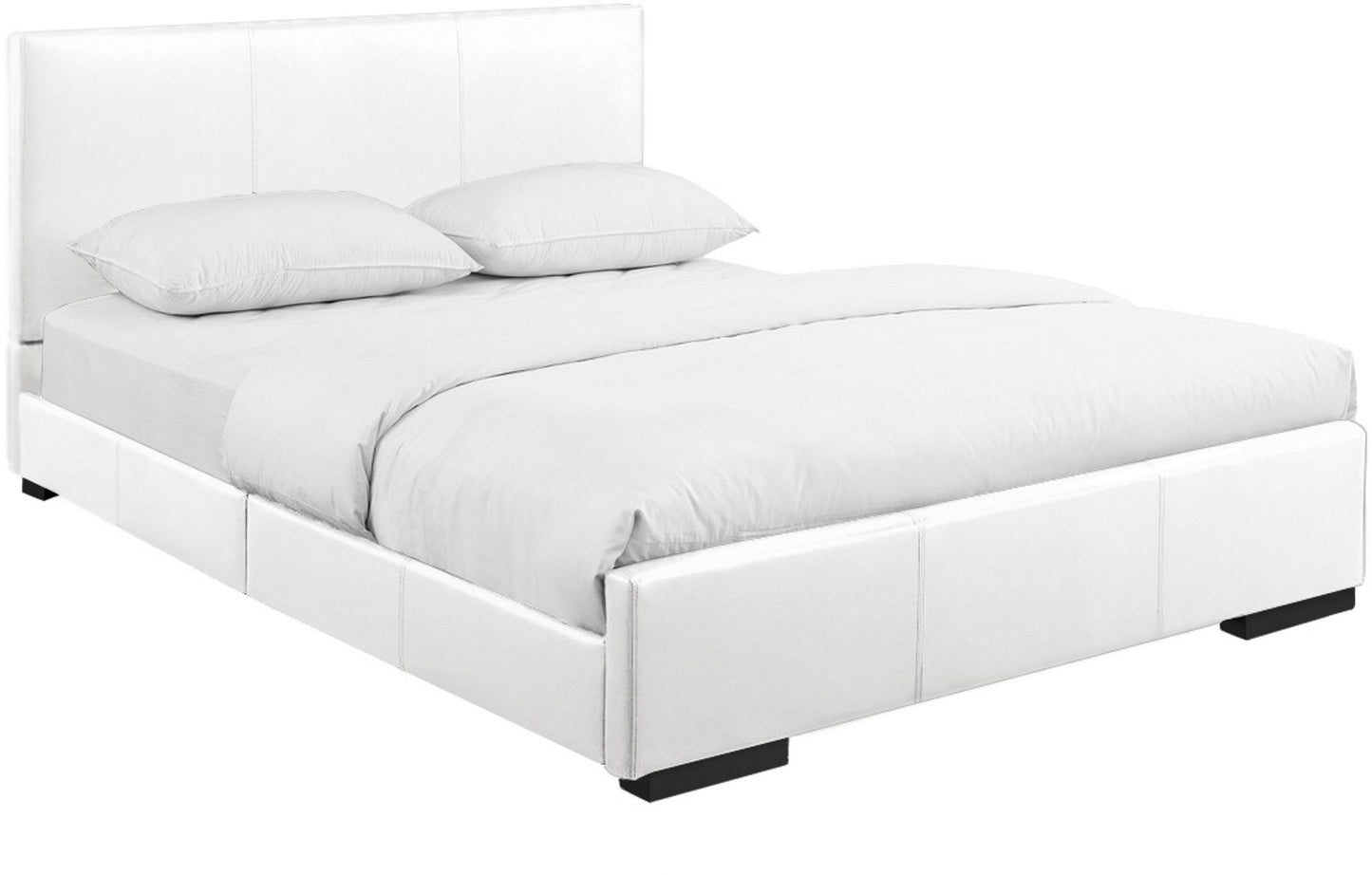 White Faux Leather Queen Bed Frame-3