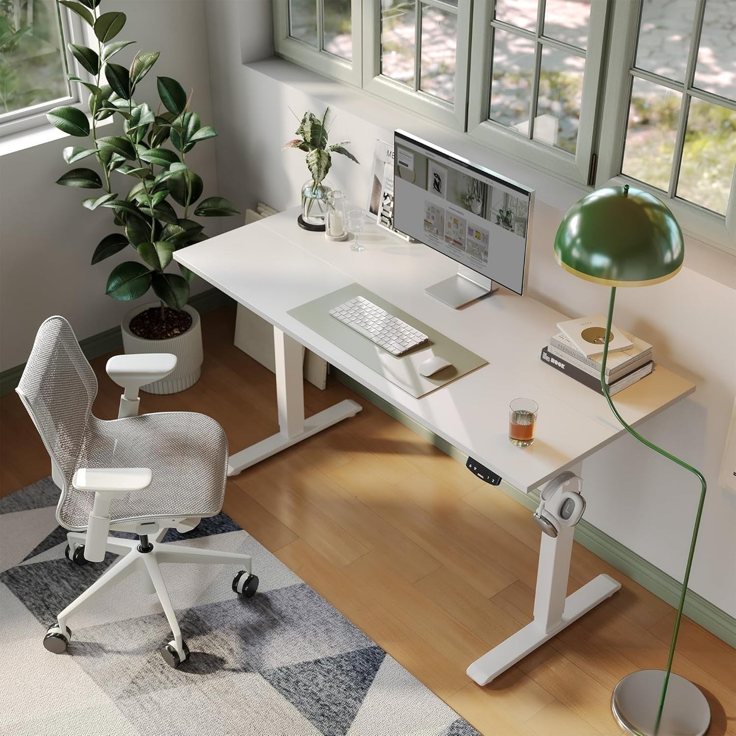 Electric Standing Desk, 48 X 24 Inches Height Adjustable Desk, Sit Stand up Desk for Work Office Home, Ergonomic Rising Computer Table with Memory Preset, White-3