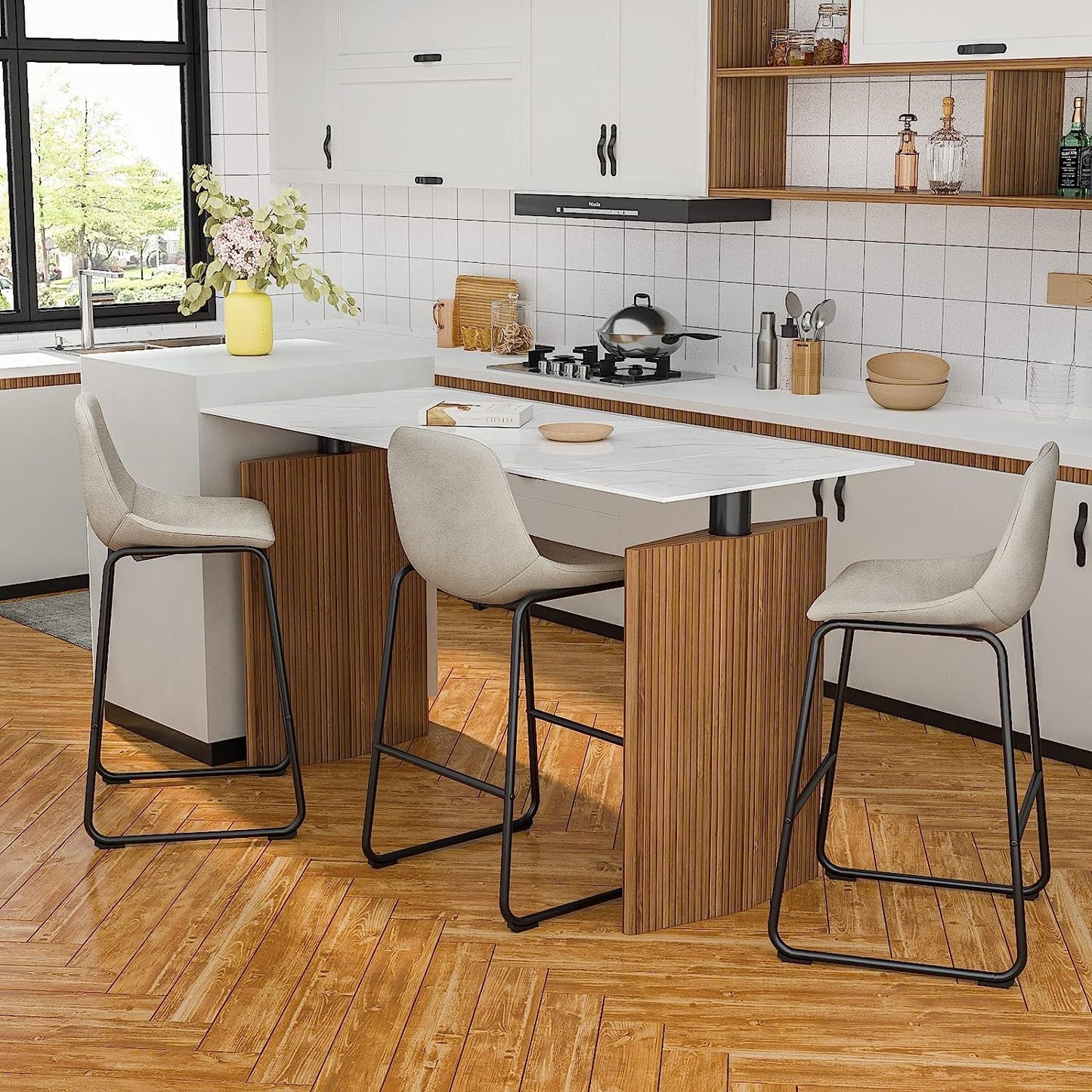 Industrial Beige Barstools, Set of 2-1