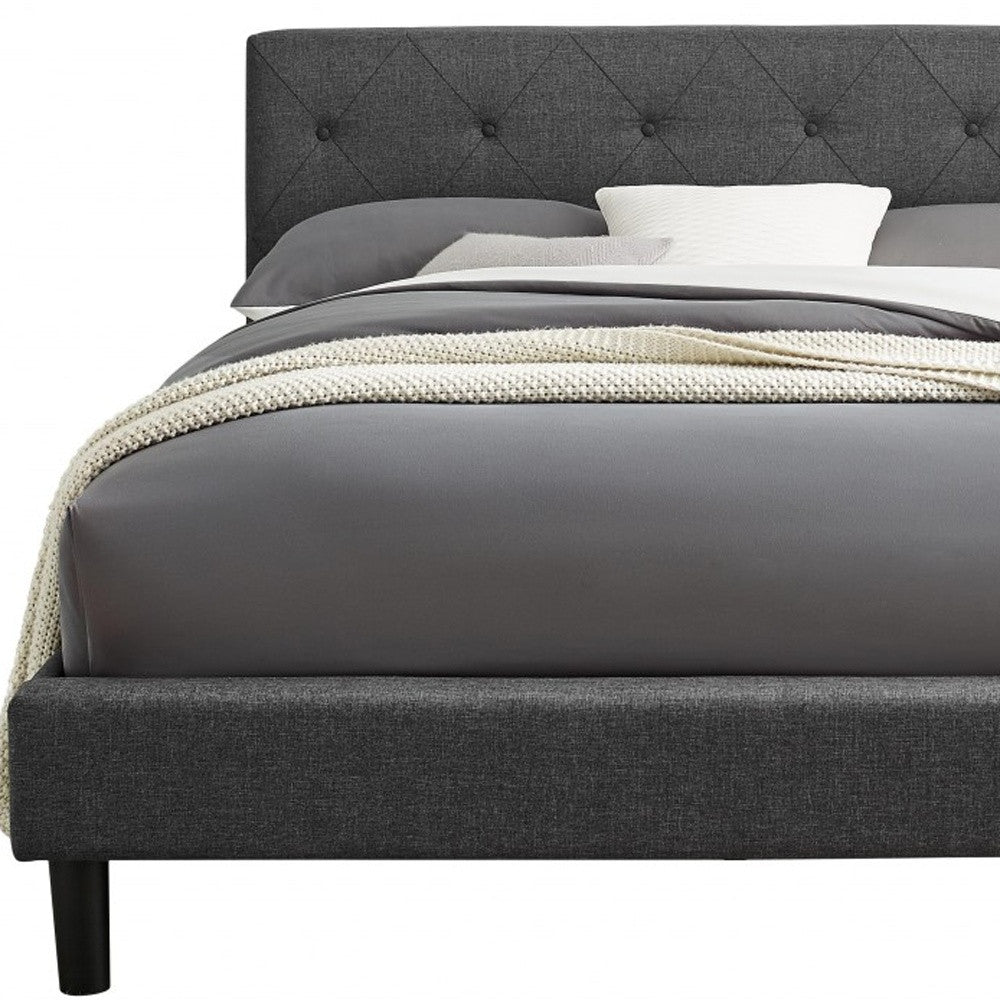 Gray Tufted Upholstered King Bed Frame-4