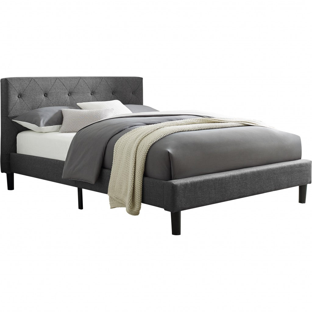 Gray Tufted Upholstered King Bed Frame-2