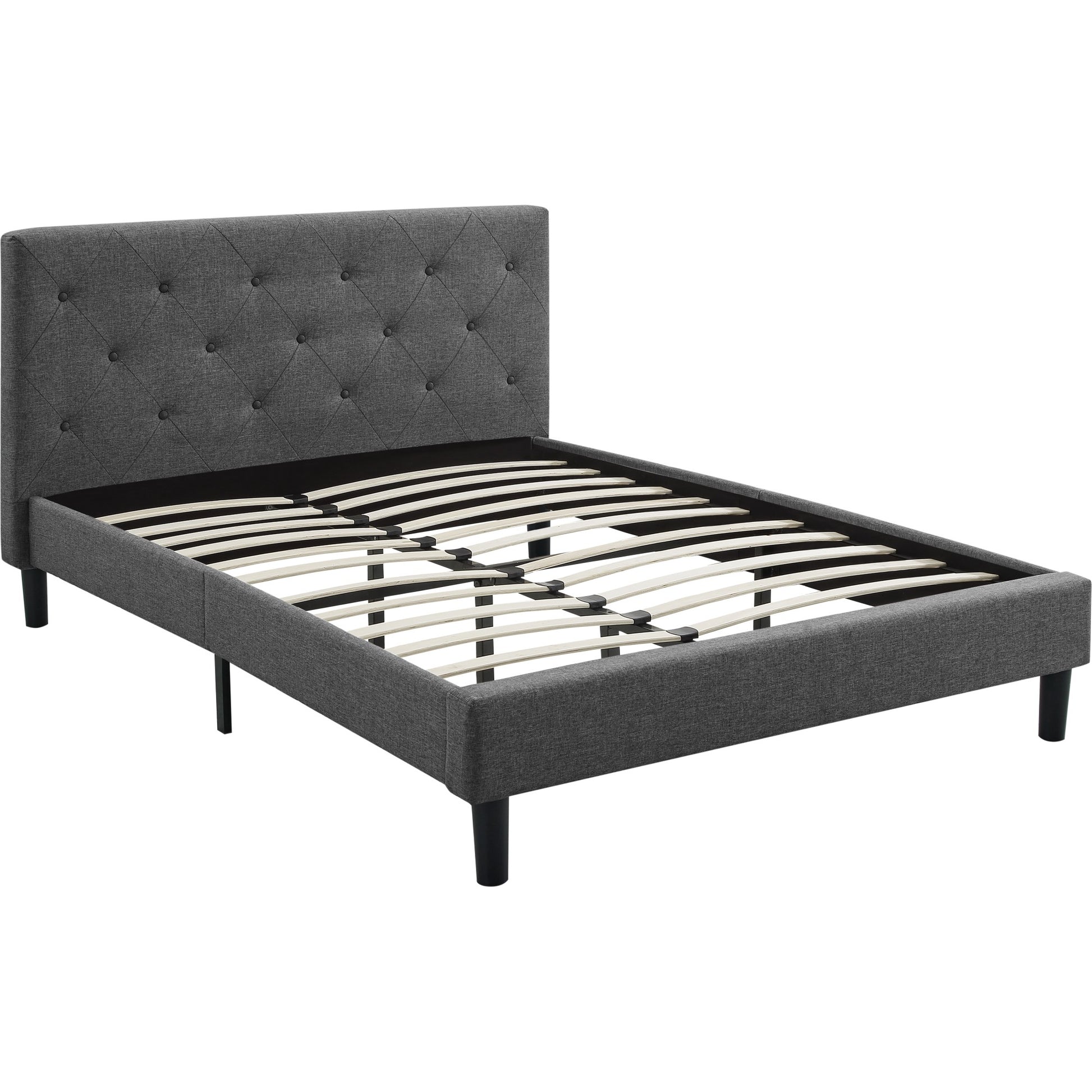 Gray Tufted Upholstered King Bed Frame-3