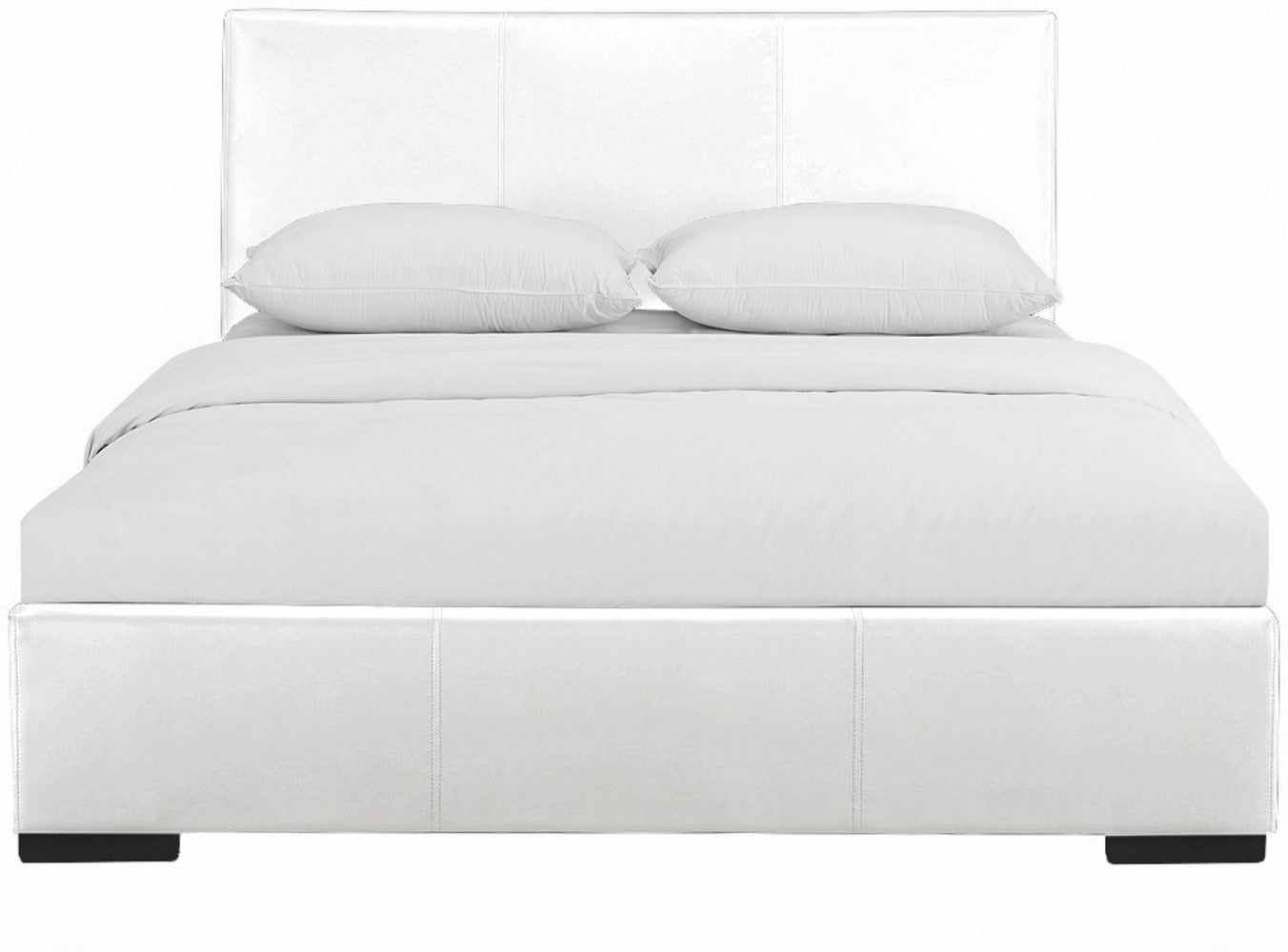 White Faux Leather Queen Bed Frame-1