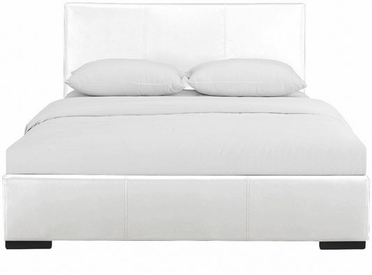 White Faux Leather Queen Bed Frame-1