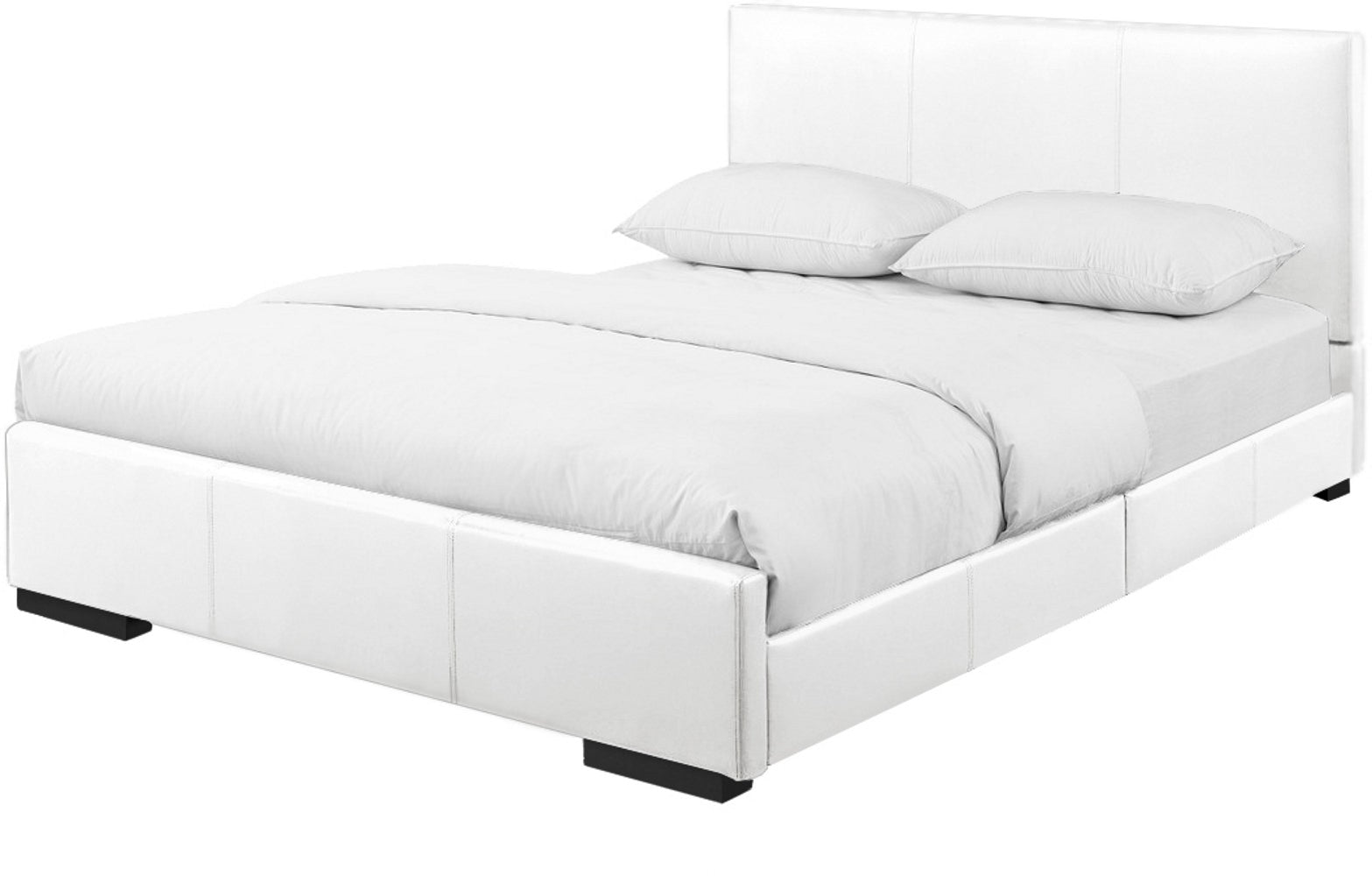 White Faux Leather Queen Bed Frame-2