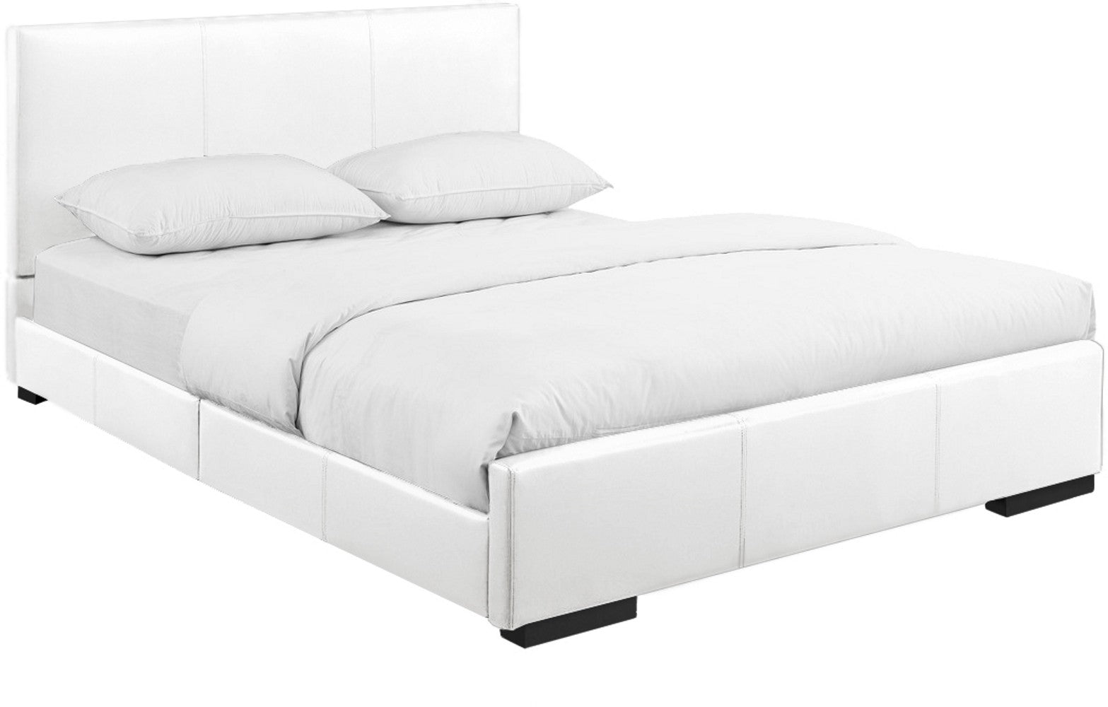 White Faux Leather Queen Bed Frame-3