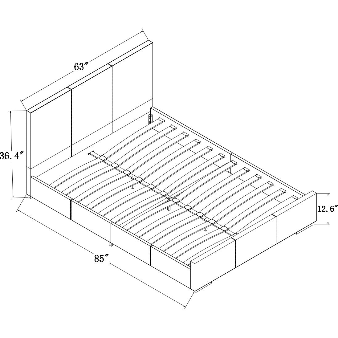 White Faux Leather Queen Bed Frame-7