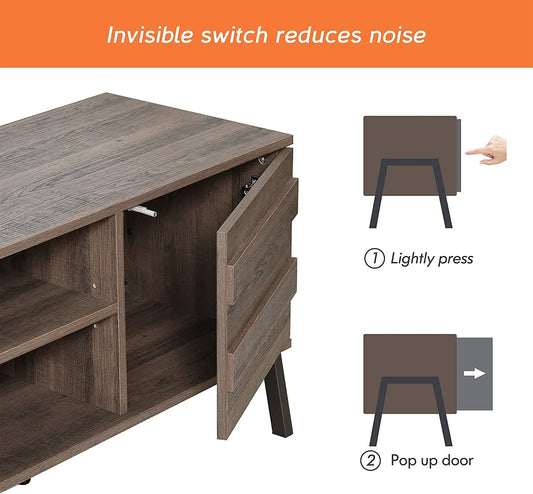 Wooden TV Console with 4 Storage Shelves-1